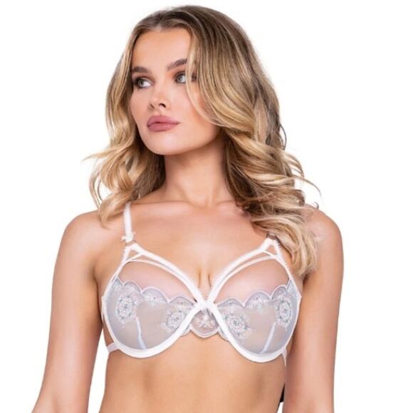 Roma Confidential Snow Queen Snowflake Metallic Sequin Bra Size Small NEW - Picture 1 of 16